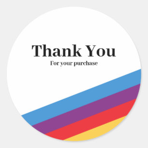 Retro Rainbow Stripe Thank You Small Biz Packaging Classic Round Sticker