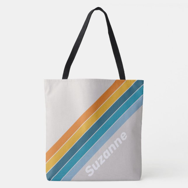 Retro Rainbow Stripe Tote Bag (Front)