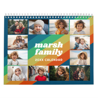 Retro Rainbow Stripes Custom Photo - 13 Pictures Calendar