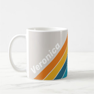 Retro Rainbow Stripes with Name Coffee Mug