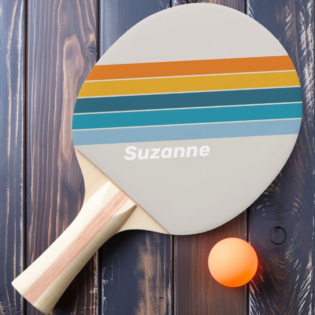 Retro Rainbow striping with Name Ping Pong Paddle (Creator Uploaded)