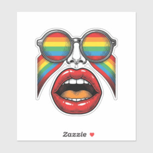Retro Rainbow Sunglasses Lips Face Vector Design_1