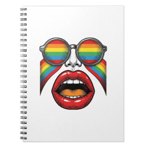 Retro Rainbow Sunglasses Lips Face Vector Design_1 Notebook