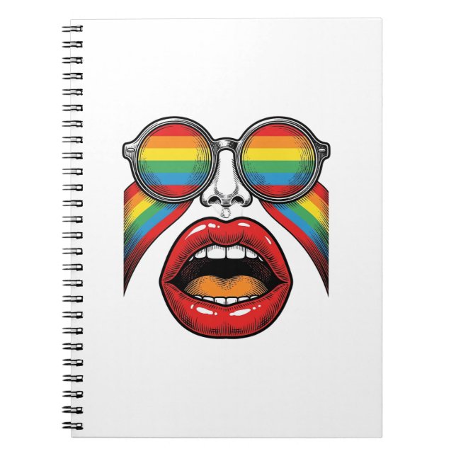 Retro Rainbow Sunglasses Lips Face Vector Design_1 Notebook (Front)