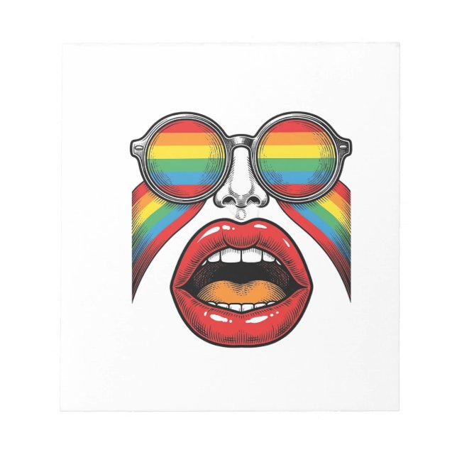 Retro Rainbow Sunglasses Lips Face Vector Design_1 Notepad (Front)