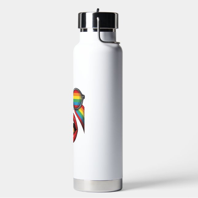 Retro Rainbow Sunglasses Lips Face Vector Design_1 Water Bottle (Left)