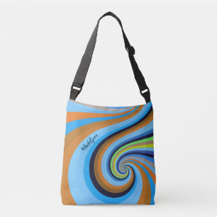Retro Rainbow Swirl Personalised Crossbody Bag