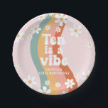 Retro Rainbow Ten is a Vibe Daisy 10th Birthday Paper Plate<br><div class="desc">Retro rainbow swirl Ten is a Vibe 10th birthday party.</div>