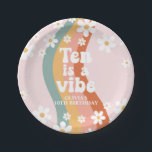 Retro Rainbow Ten is a Vibe Daisy 10th Birthday Paper Plate<br><div class="desc">Retro rainbow swirl Ten is a Vibe 10th birthday party.</div>