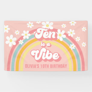 Retro Rainbow Ten is a Vibe Groovy 10th Birthday Banner