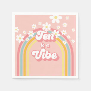 Retro Rainbow Ten is a Vibe Groovy 10th Birthday Napkin