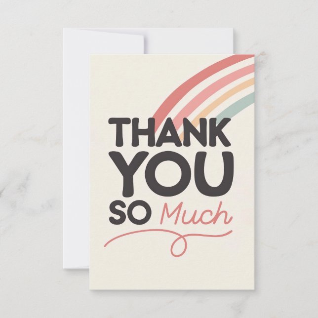 Retro Rainbow Thank You So Much Greeting Card (Front)