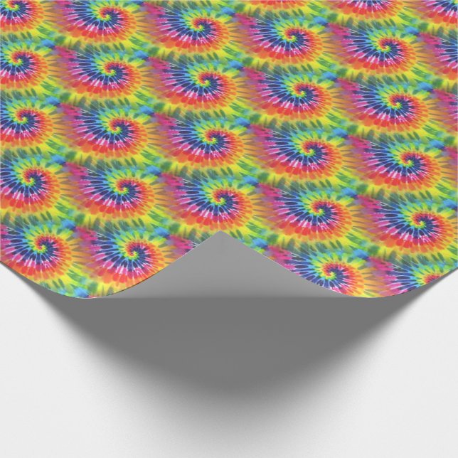 Retro Rainbow Tie Dye Pattern Wrapping Paper (Corner)