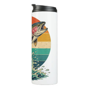 Retro Rainbow Trout Sunset Thermal Tumbler