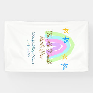 Retro rainbow twinkle twinkle little stars baby sh banner