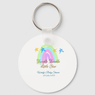 Retro rainbow twinkle twinkle little stars baby sh key ring