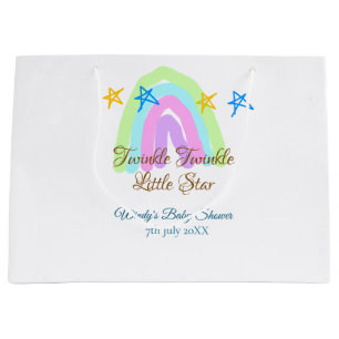 Retro rainbow twinkle twinkle little stars baby sh large gift bag