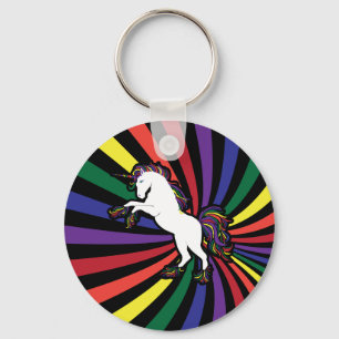 Retro Rainbow Unicorn Key Ring