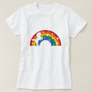 Retro Rainbow Unicorn White T-Shirt