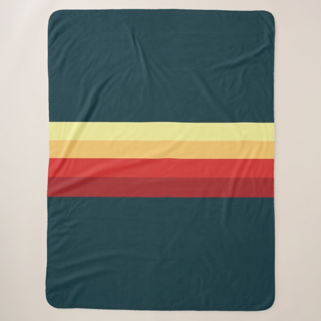 Retro Rainbow vibe warmth multicolor Sherpa Blanket (Front)