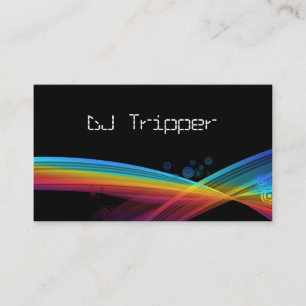 Retro Rainbow Wave Business Card Black DJ