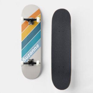 Retro Rainbow with Name Skateboard