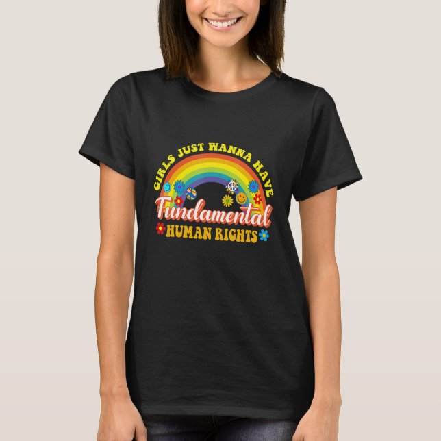 Retro Rainbow Women Fundamental Rights Pro Choice  T-Shirt (Front)