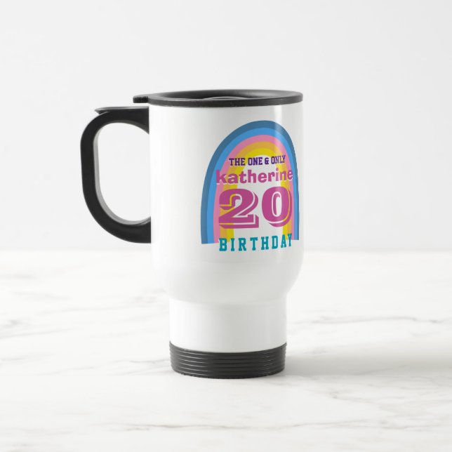 Retro Rainbow Yearly Birthday  Coffee Mug (Left)