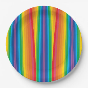 Retro Rainbows 9" Paper Plate