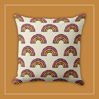 Retro Rainbows in Vintage California Surfer Colour Cushion