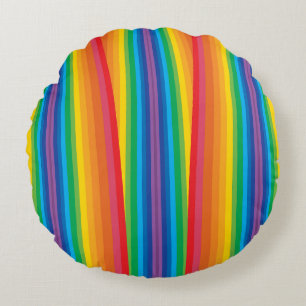 Retro Rainbows Round Pillow