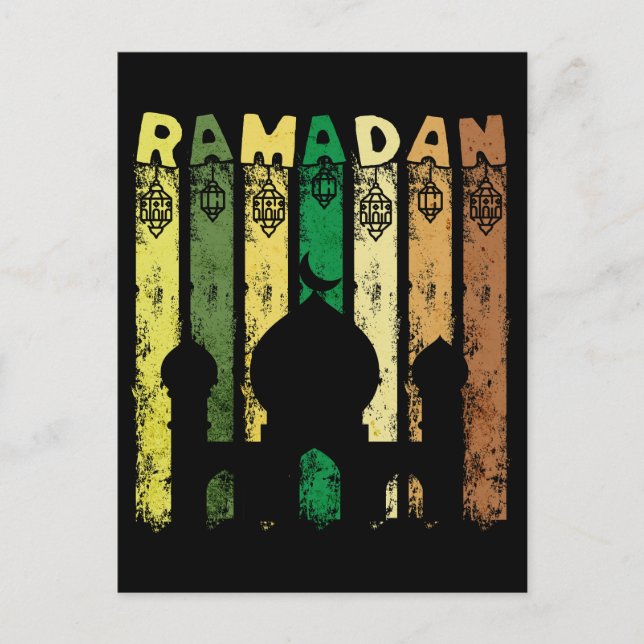 Retro Ramadan Mosque Postcard (Front)