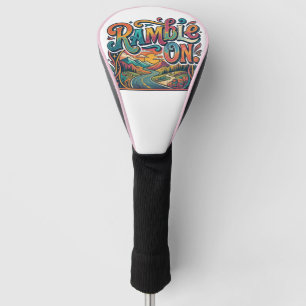 Retro Ramble On. Vintage Sunset & Mountain Path Golf Head Cover