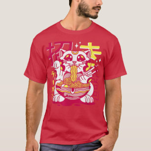 Retro Ramen Maneki Neko Cat  T-Shirt