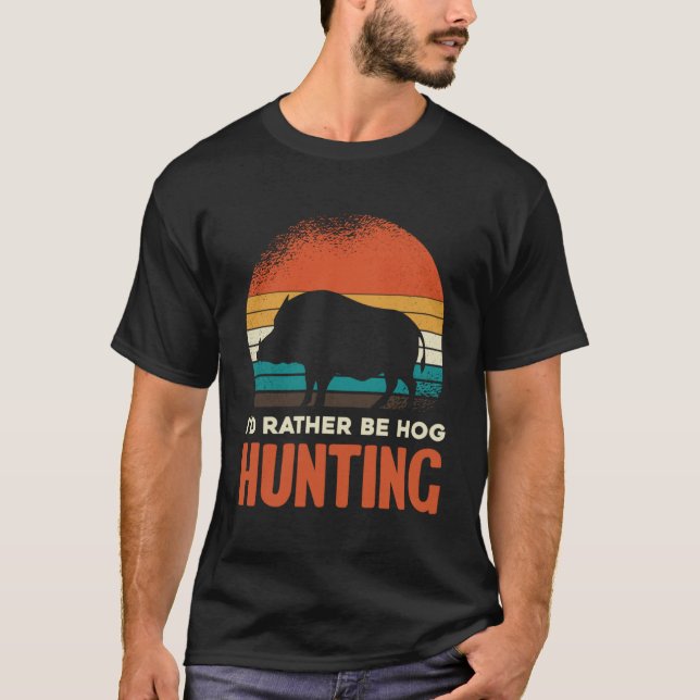 Retro Rather Be Hog Hunting Pullover Hoodie (Front)