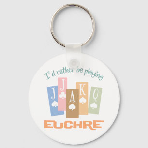 Retro Rather Play Euchre Key Ring