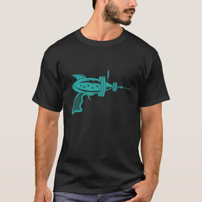 Retro Ray Gun in Teal T-Shirt (Front)