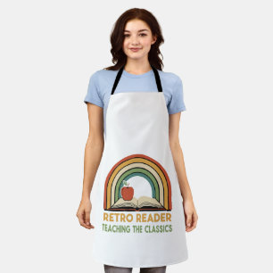 Retro Reader Teaching the Classics Vintage 70s Apron