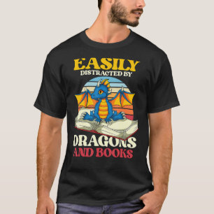 Retro Reading Bookworm Librarian  Book Dragon T-Shirt