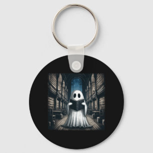 Retro Reading Ghost Library Halloween Librarian Bo Key Ring