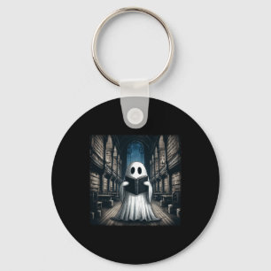 Retro Reading Ghost Library Halloween Librarian Bo Key Ring