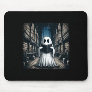 Retro Reading Ghost Library Halloween Librarian Bo Mouse Mat
