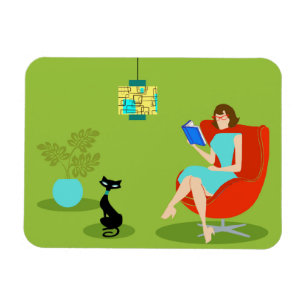 Retro Reading Woman Flexible Magnet