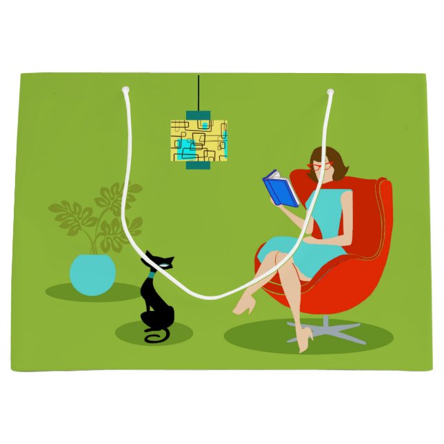 Retro Reading Woman Gift Bag (Front)