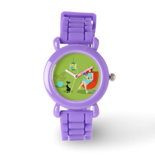 Retro Reading Woman Kid's Watch (Front)