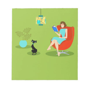 Retro Reading Woman Notepad