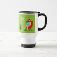 Retro Reading Woman Travel Mug