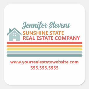 Retro Real Estate Company Realtor Marketing Square Sticker