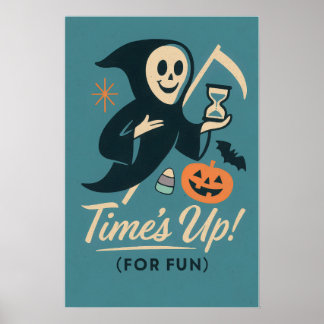 Retro Reaper Halloween Art Poster