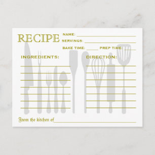 Retro Recipe Card Green Striped